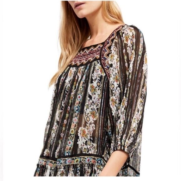 Free People Dance Magic Tunic Dress black combo size small - Picture 1 of 12